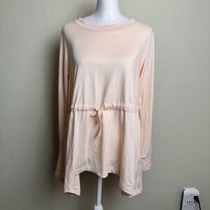 Laila Ali Women's Top Peach Long Sleeve XS Very Soft Drawstring Waist